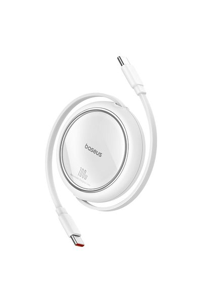 Baseus Baseus 100W Free2 Draw Mini Both-Way Retractable USB-C to USB-C Fast Charging Data Cable 1M - White