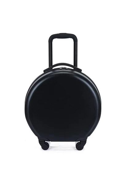 ABYZ Cărucior de călătorie pentru copii, rotund, model Easy Trip, 38x20x38 cm, roți 360°, culoare neagră ™