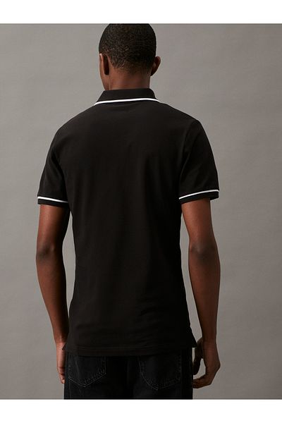 Calvin Klein Calvin Klein Mens Black Tipping Short Sleeve Polo T-Shirt