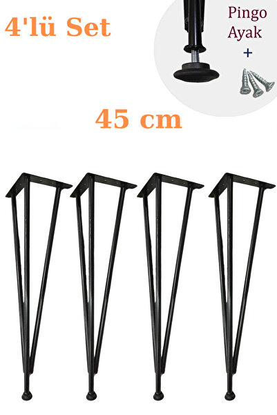 Evnalia 45 Cm Metal Boru Ayak Kütük Masa Dresuar Kaşıklık Kitaplık Orta Sehpa Zigon Ayağı (4 ADET)