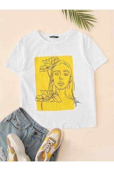 Bengi Clothing تي شيرت مطبوع بأكمام قصيرة وقصة كبيرة الحجم