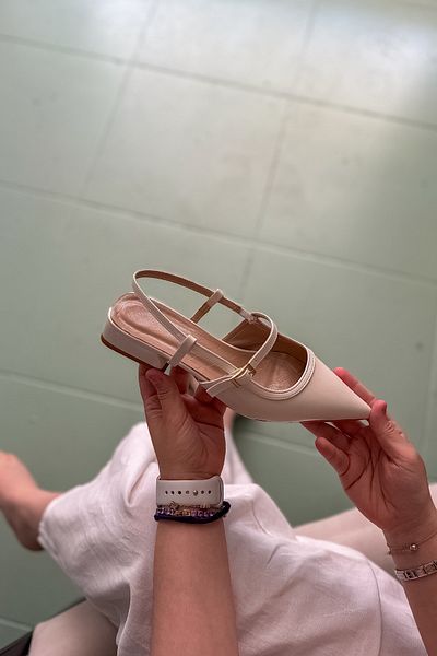 SHOEBELLAS Γυναικείες μπαλαρίνες Plen Beige Skin Piping Λεπτομερείς
