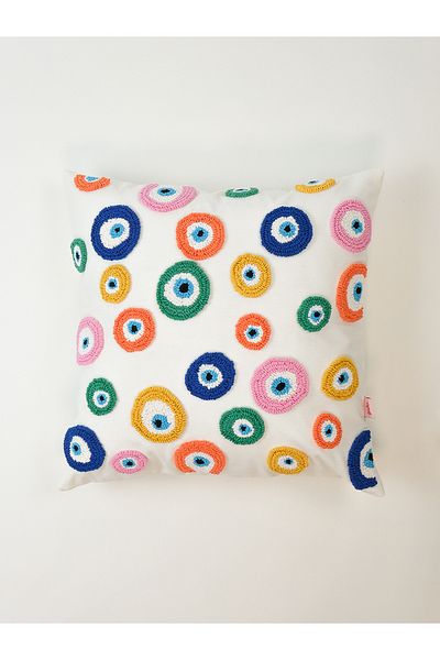 Galia Tasarım Evıl Eye - Evil Eye Beads Punch Throw Pillow Cover - Colorful