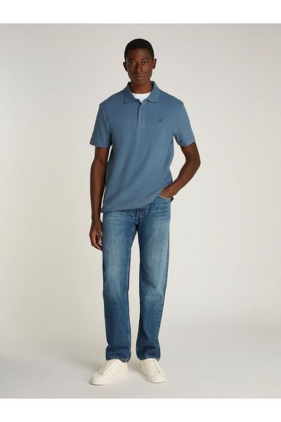 Calvin Klein Mens Black Textured Short Sleeve Polo T-Shirt