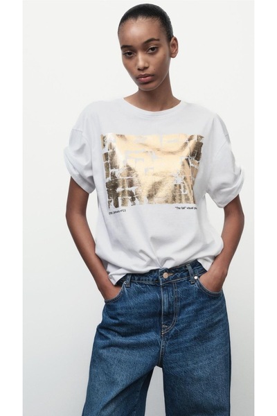 Bengi Clothing تي شيرت مطبوع بأكمام قصيرة وقصة كبيرة الحجم