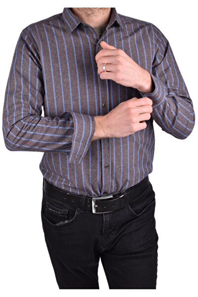 Brango BRG-12917 SLİMFİT ÇİZGİLİ GÖMLEK