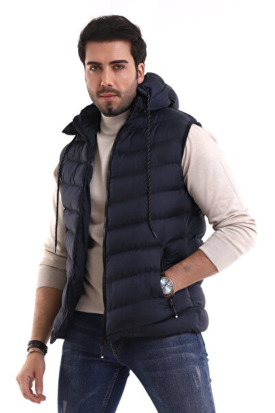 B.HE.Z Чоловічий гелевий наповнювач, хрестоподібна модель, капюшон на блискавці, внутрішні кишені, надувний жилет