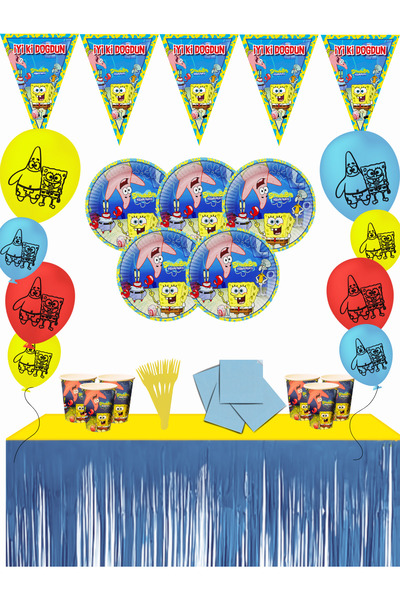 snowparty مجموعة سبونج بوب باتريك سبونج بوب سكوير شورت طاولة تنورة 8 أشخاص زينة حفلة عيد ميلاد