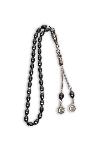 Pozitif Doğal Taş Barley Cut Hematite Stone Rosary 508-2
