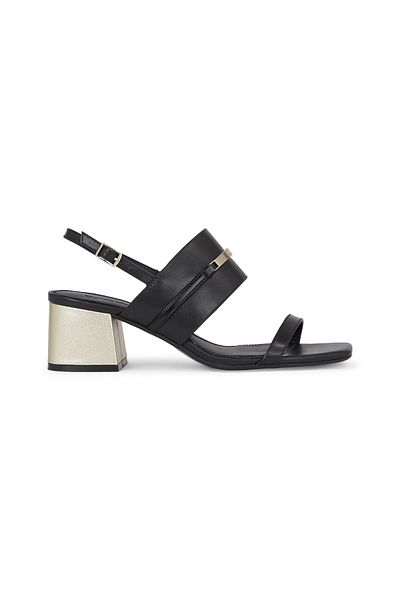 Calvin Klein Women Black Squared Block 4 Heel Sandals