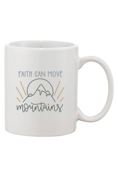 OEM Cană albă personalizată „Credința poate muta munții”, INOVATIX®. 330 ml