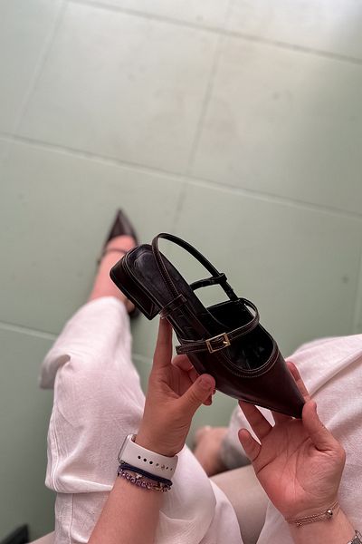 SHOEBELLAS Γυναικείες μπαλαρίνες Plen Bitter Brown Skin Piping Λεπτομερείς γυναικείες μπαλαρίνες