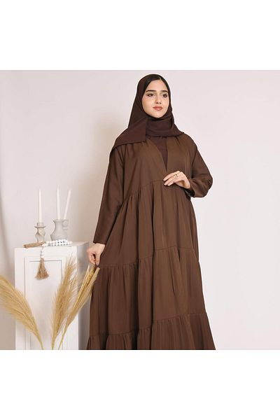 HAWRAA Abaya Quarter Cloches in Brown with Pleats