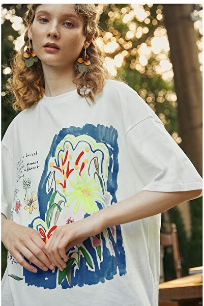 Bengi Clothing تي شيرت مطبوع بأكمام قصيرة وقصة كبيرة الحجم