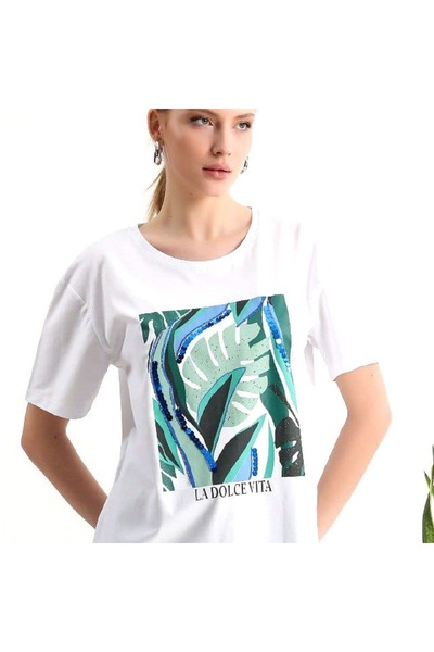 Bengi Clothing تي شيرت مطبوع بأكمام قصيرة وقصة كبيرة الحجم