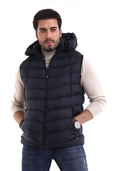 B.HE.Z Чоловічий гелевий наповнювач, хрестоподібна модель, капюшон на блискавці, внутрішні кишені, надувний жилет