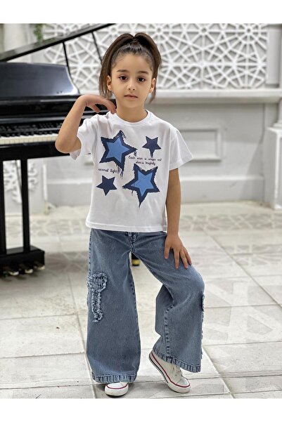 yns coolstar nová sezóna dívčí mašle s výšivkou JEDNODÍLNÉ DENIM kalhoty džíny