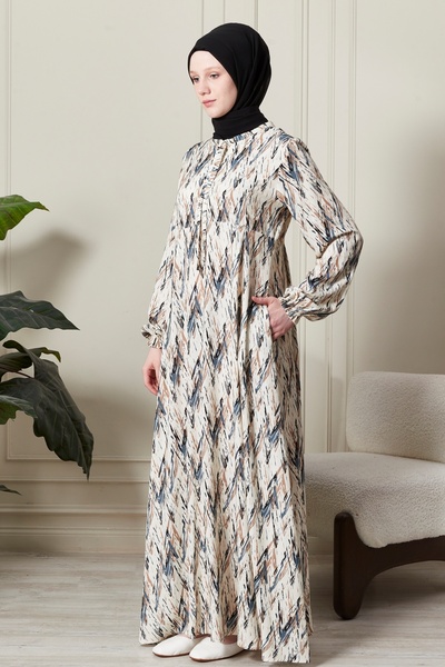 fistan Mevlana Φούστα Βισκόζη Ύφασμα Hijab Ρούχα Μητέρα Φόρεμα Προσευχής Φαρδιά Μοτίβο Hijab Φόρεμα