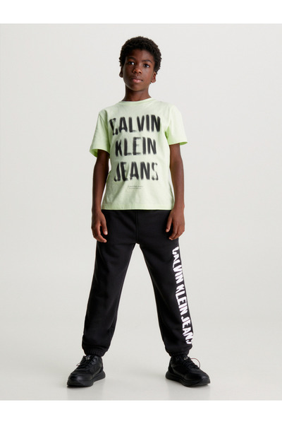 Calvin Klein Boys Black Pixel Logo Relaxed Joggers