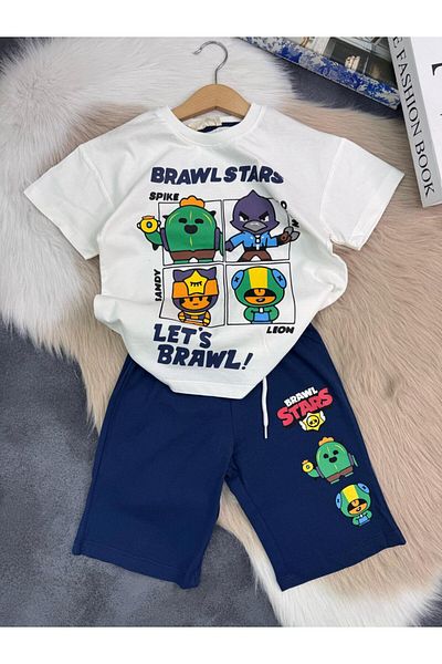 ARBİ kids Boy's Brawl Stars Short-Sleeved Summer Shorts Suit