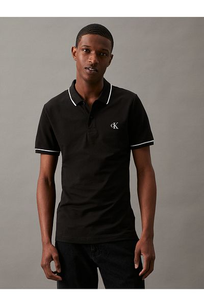 Calvin Klein Calvin Klein Mens Black Tipping Short Sleeve Polo T-Shirt