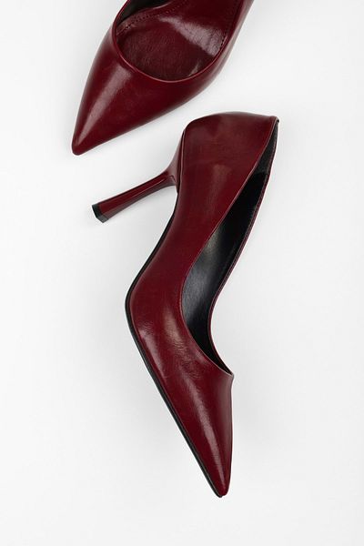 Shoeberry Women's Vague Burgundy Skin Stiletto