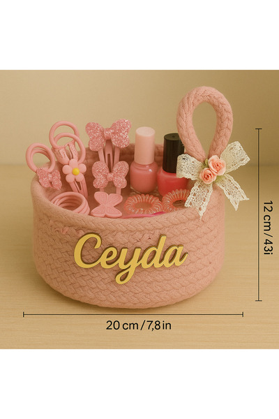 RH GALAXİ TEKSTİL Takı toka İsme Özel Kız Çocuk Takı & Toka Kutusu Sepet