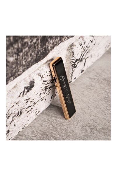 Kenpool Kişiye Özel Isim Baskılı Çakmak Şarjlı Usb Li Siyah Elektronik Çakmak