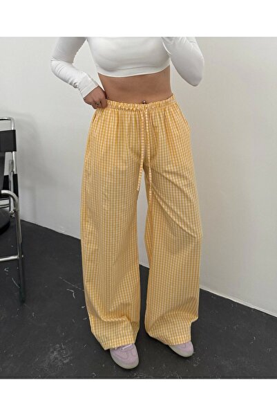Violon Yellow Checkered Sofıra Sweatpants