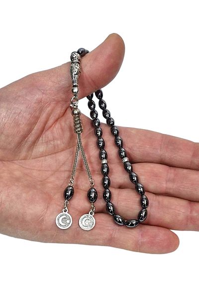 Pozitif Doğal Taş Barley Cut Hematite Stone Rosary 508-2