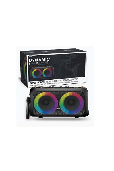 Boomboxtr Bts 1709 Taşınabilir Şarjlı Bluetooth Hoparlör Usb,Aux,Tf Rgb 30 W Rms Amfi Kablosuz Mikrofon