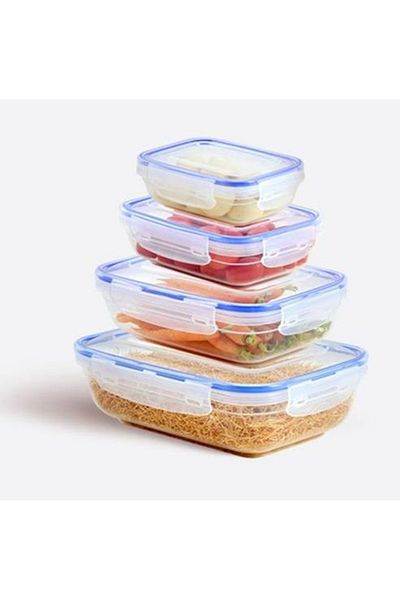 Dania 4-piece clear rectangular plastic food container set