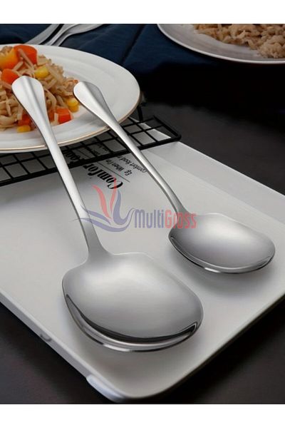 Multiamo Steel 25 cm 2 Pieces 21 cm 2 Pieces Large Small Size Serving Spoon / Presentation Spoon