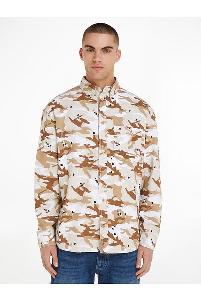 Tommy Hilfiger Mens Beige Oversized Woodland Shirt