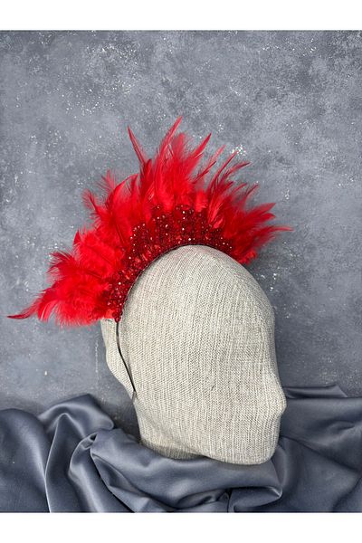 Hayalperest boncuk Arden Feathered Beaded Bridal Henna Crown Shiny Model