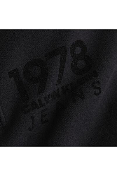 Calvin Klein Men Black 1978 Flock Logo Half Zip Hoodie