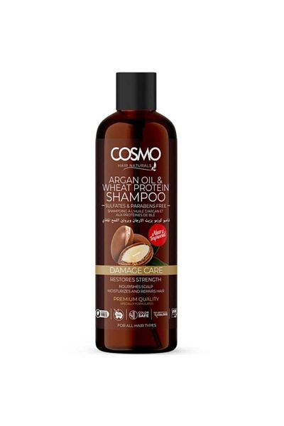 Cosmo Argan Oil and Wheat Protein Shampoo, 480 ml