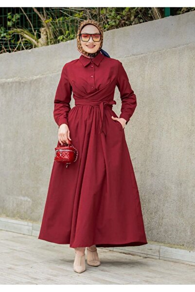 STİLZERAFET فستان مزين بأزرار نصف رقعة