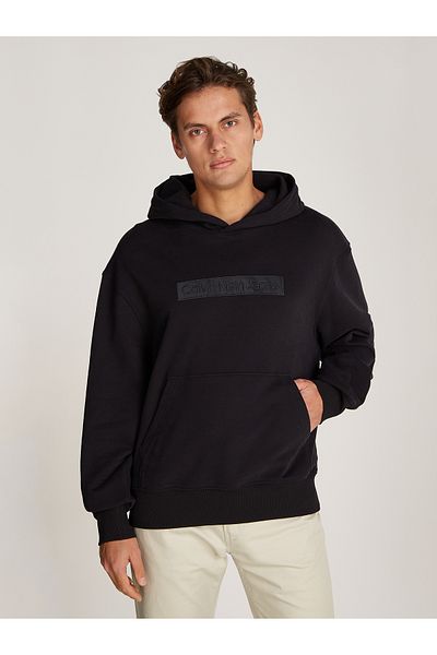 Calvin Klein Calvin Klein Men Black Embroidered Box Pullover Hoodie