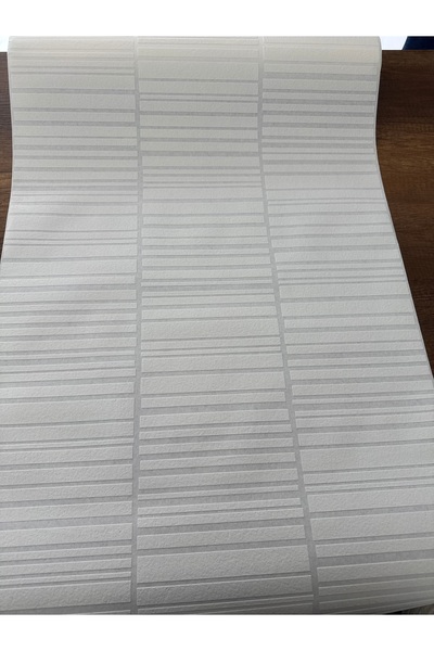BAŞYAPI DİZAYN Kırık Beyaz Boyanabilir Çizgili Desenli Ithal Duvar Kağıdı (5m²)