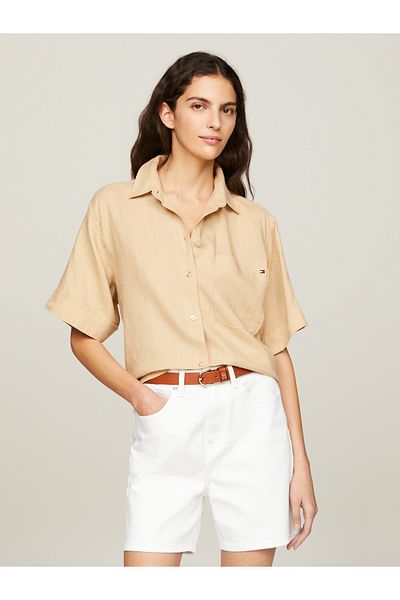 Tommy Hilfiger Tommy Hilfiger Womens Beige Linen Shirt