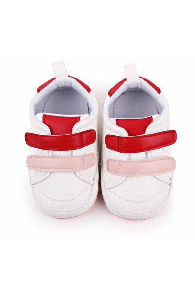 Superbaby Adidasi albi cu barete rosii si roz