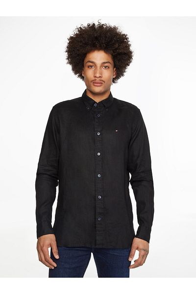 Tommy Hilfiger Mens Black WCC Premium Linen Shirt
