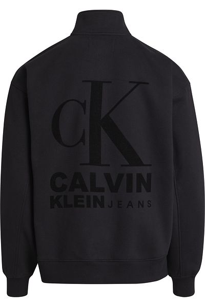 Calvin Klein Men Black 1978 Flock Logo Half Zip Hoodie