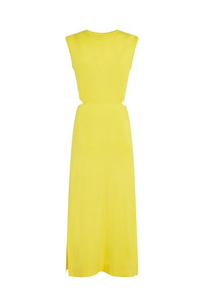 Tommy Hilfiger Women Yellow Cutout Waist Midi Dress