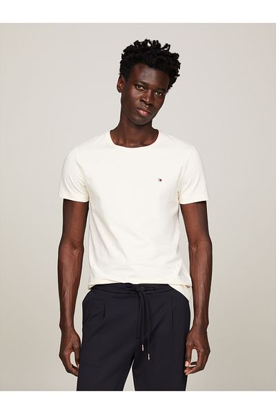 Tommy Hilfiger Tommy Hilfiger Men Beige Stretch Slim Fit T-Shirt