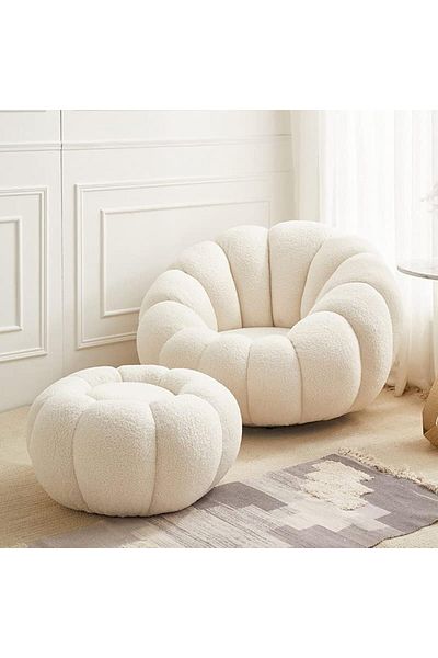 MAPLE HOME DECORATION Maple Home Lamb Fleece Sofa Set Modern Nordic Flower Minimalist Style Sofa For Living Room