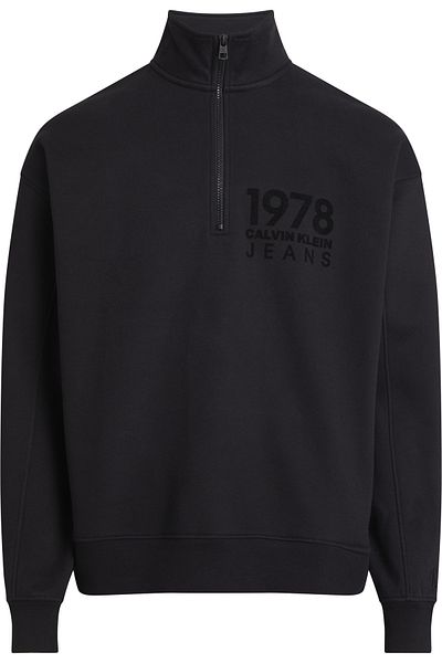 Calvin Klein Men Black 1978 Flock Logo Half Zip Hoodie