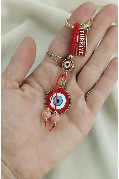 Hd Marketim Keychain Evil Eye Evil Eye Natural Stone Car Bag Wallet Ornament Turkey Written
