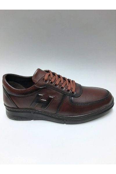 Adnan Bozkaya Genuine Leather Lace-Up Tan Color Summer Men's Shoes